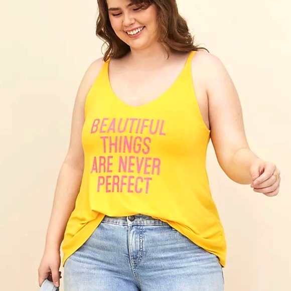 ❤NWT VINTAGE TORRID GRAPHIC SUPER SOFT BEAUTIFUL THINGS TANK SWIM COVER 2X - Picture 7 of 10